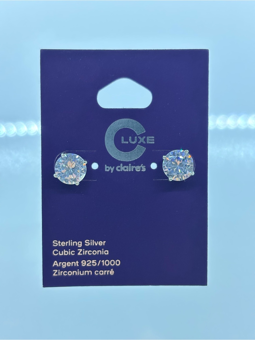 Luxe by Claire's Sterling Silver Cubic Zirconia Stud Earrings